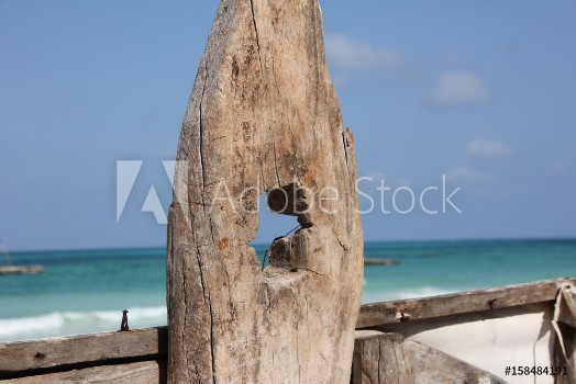 Picture of Wooden Post Kiwengwa Beach Zanzibar Island Tanzania Indian Ocean Africa